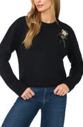 CeCe Embellished Crewneck Sweater