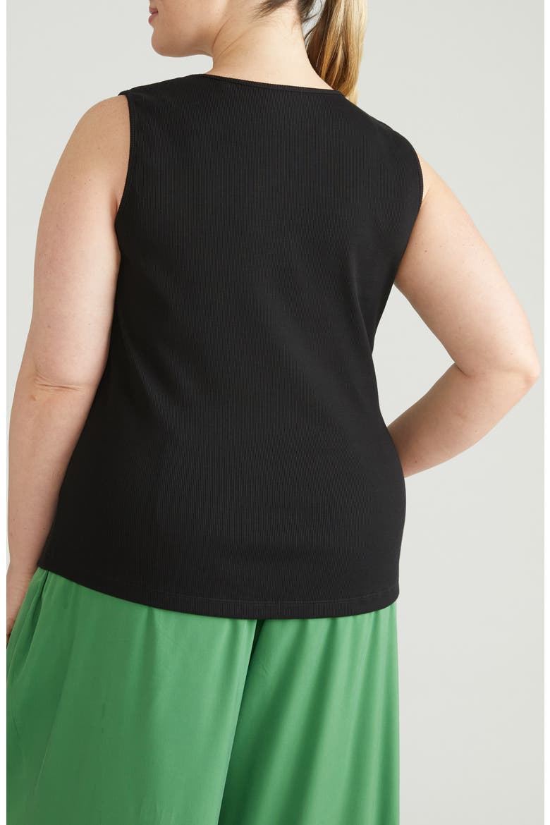 Daisy Ribbed Scoop Neck Tank, Alternate, color, BLACK
