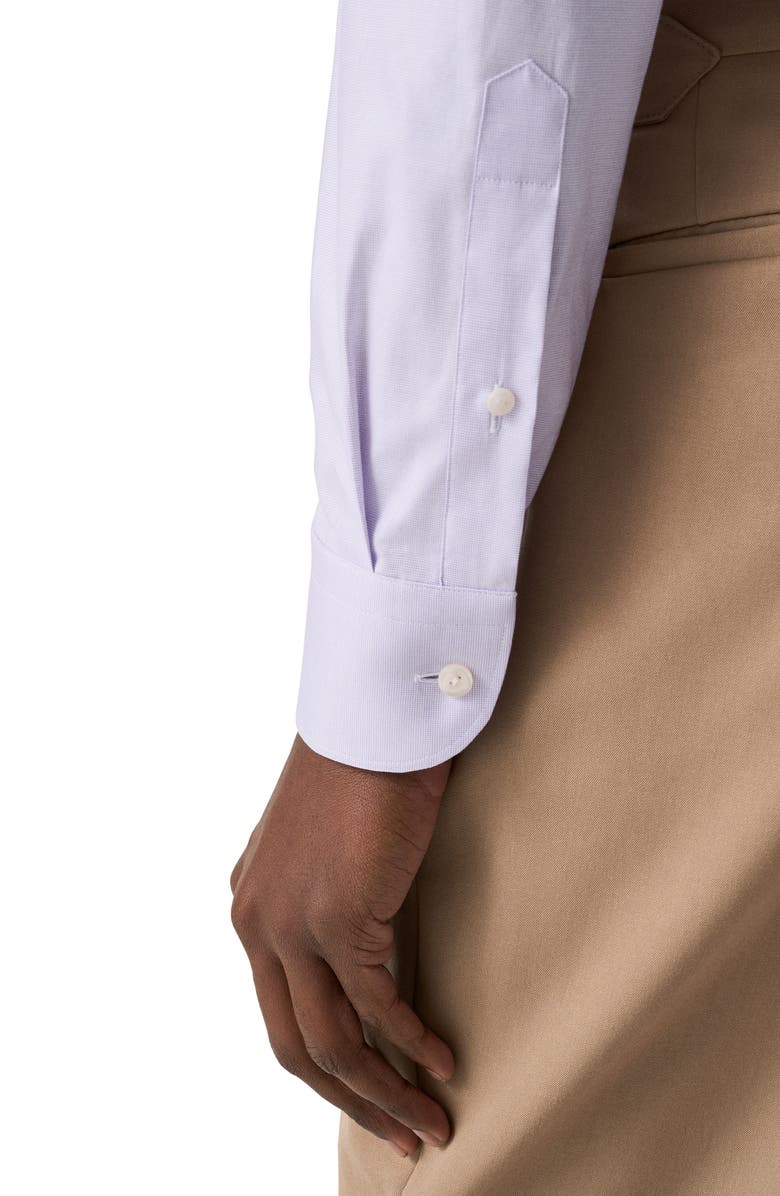 Eton Contemporary Fit Light Purple Microcheck Cotton Dobby Dress Shirt, Alternate, color, Light Purple