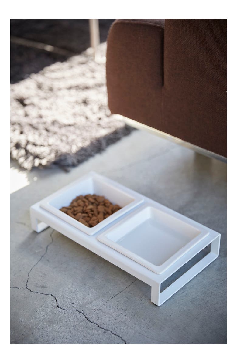 Yamazaki Short Elevated Double Bowl Pet Diner, Alternate, color, 