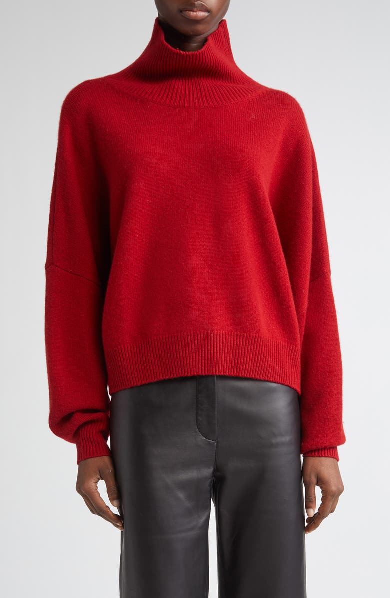 LOULOU DE SAISON Luke Stand Collar Wool & Cashmere Sweater, Main, color, Red