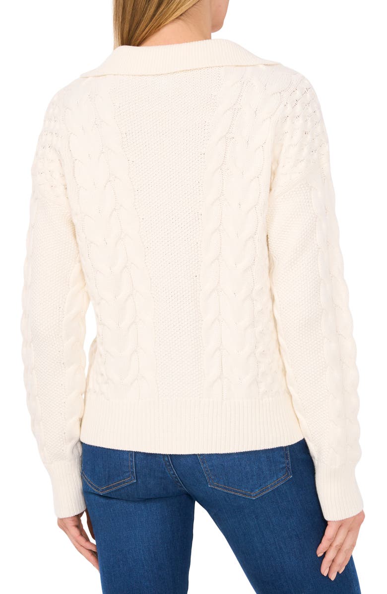 CeCe Cable Johnny Collar Cardigan Sweater, Alternate, color, 