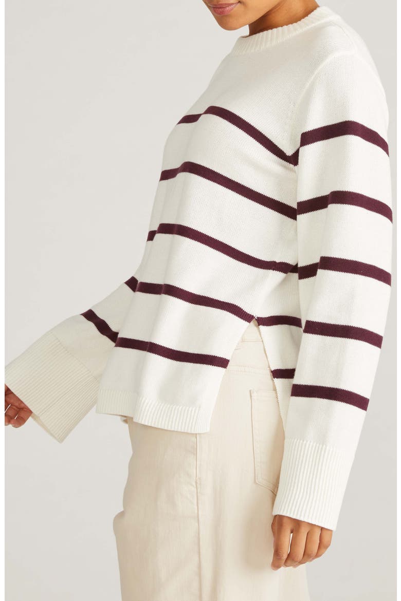 Bardot Stripe Cotton Sweater, Alternate, color, CREAM/ ACAI STRIPE