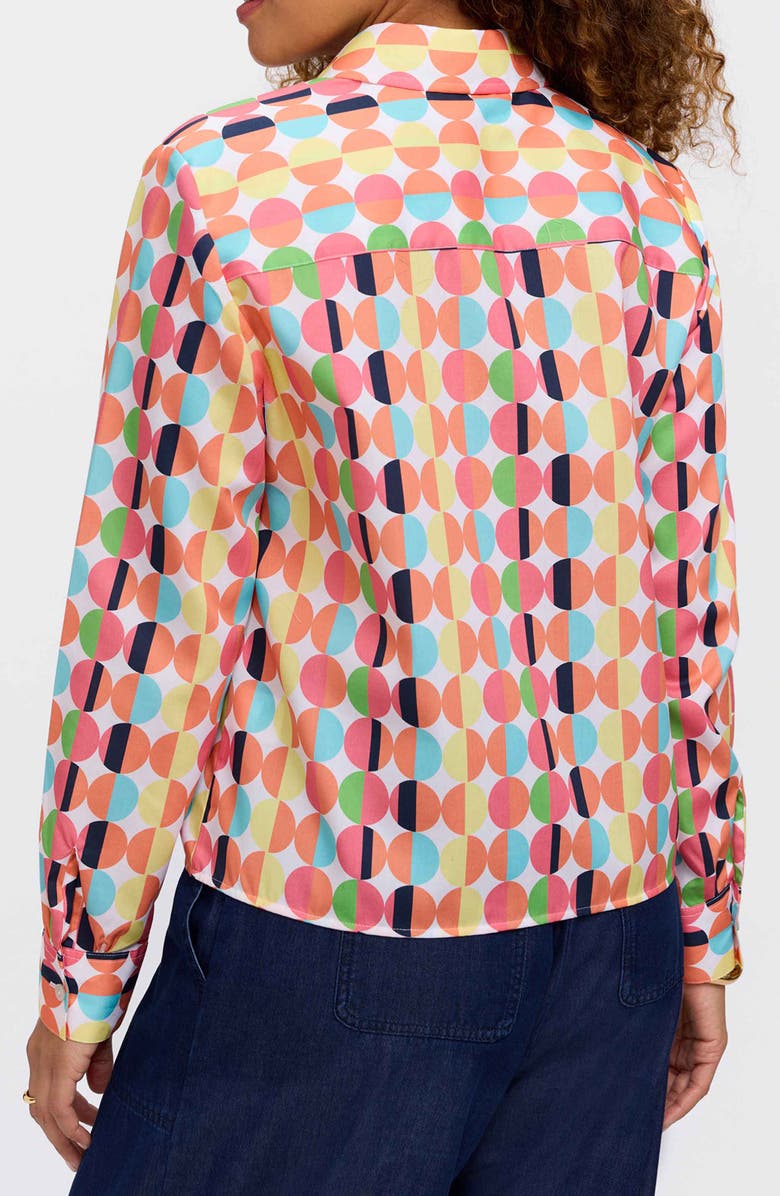 Foxcroft Jodie Retro Dot Cotton Button-Up Shirt, Alternate, color, Orange Multi