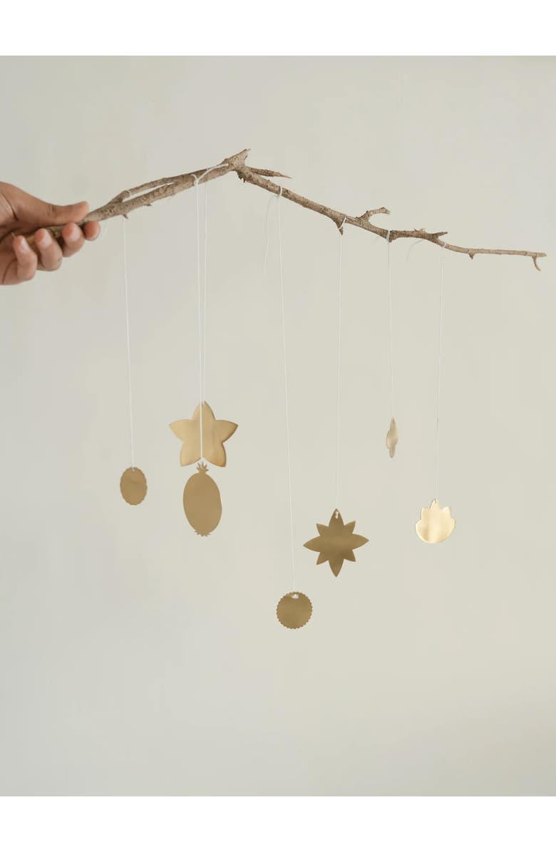 Fleck Foliage Brass Ornaments - Set of 7, Alternate, color, Brass