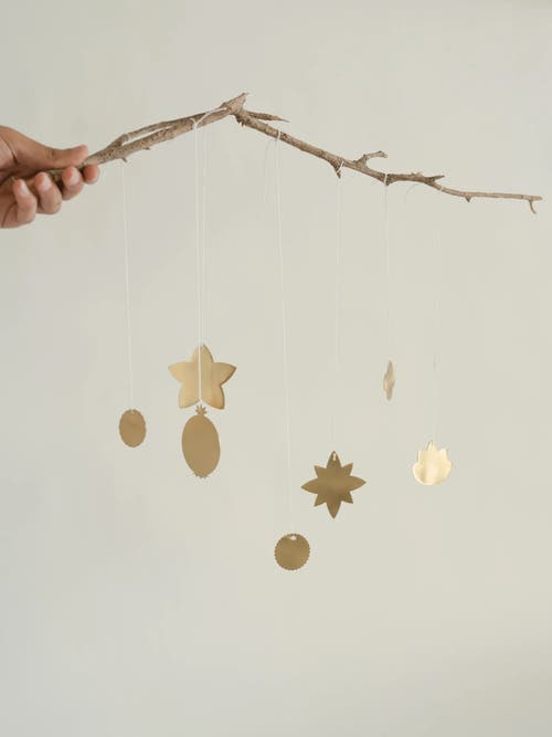 Fleck Foliage Brass Ornaments In Gold