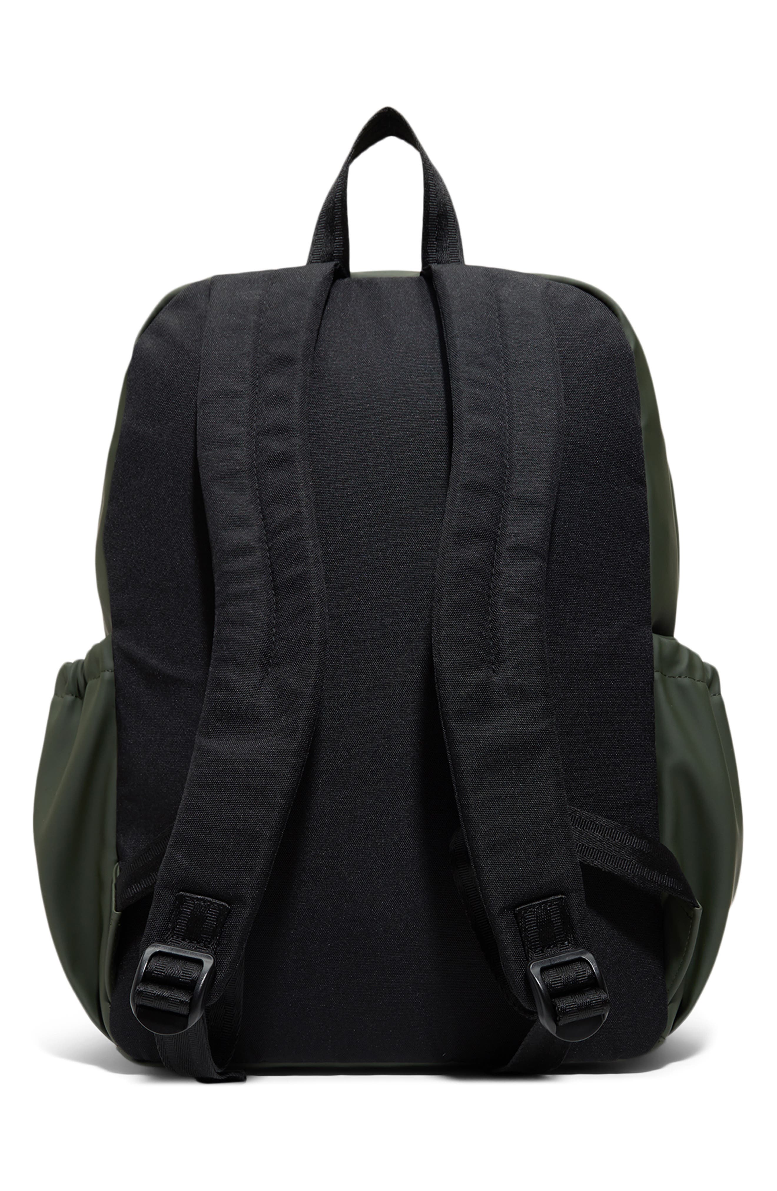 Matte Faux Leather Backpack, Alternate, color, DARK GREEN