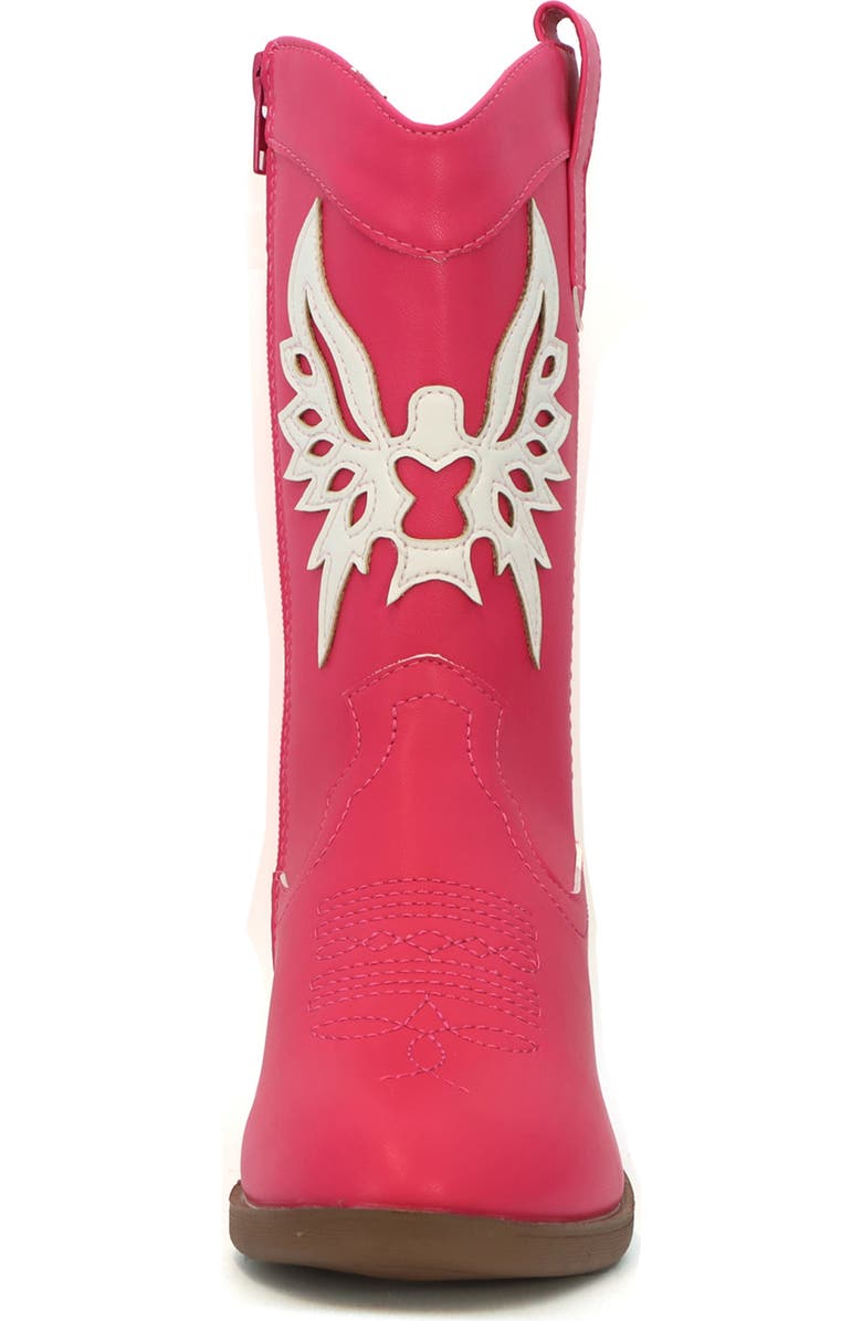 YOKI Kids' Dixi Wing Cowboy Boot, Alternate, color, Pink