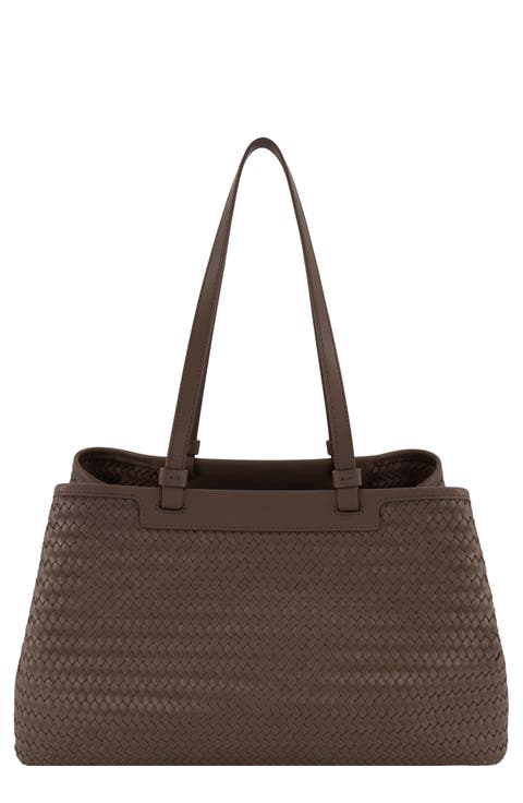 Marin East/West Woven Leather Tote