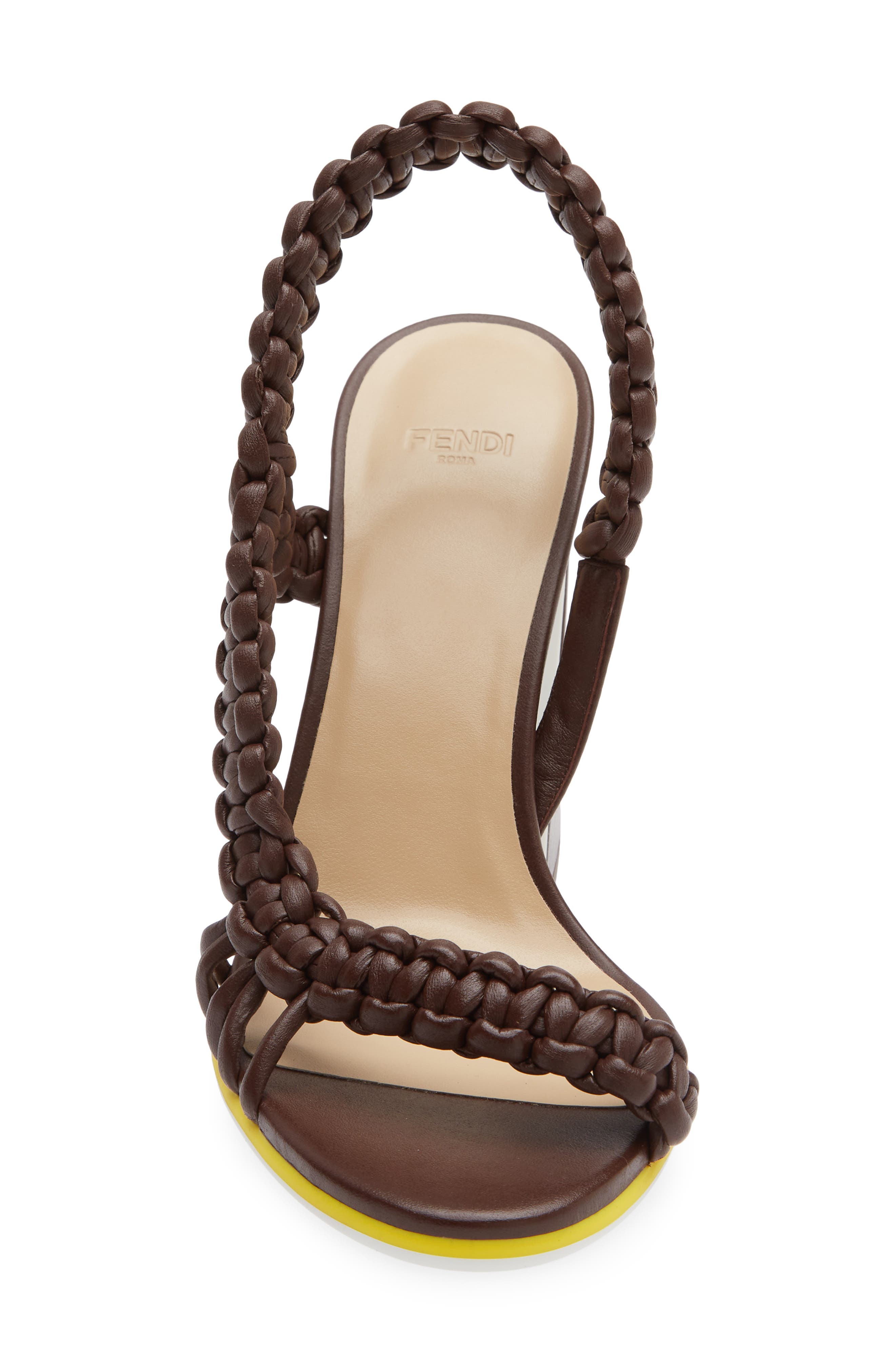 Fendi Arco Slingback Sandal, Alternate, color, F1vnn Mahogany Gial Bianco