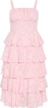 City Chic Daniela Tiered Ruffle Sleeveless Midi Dress