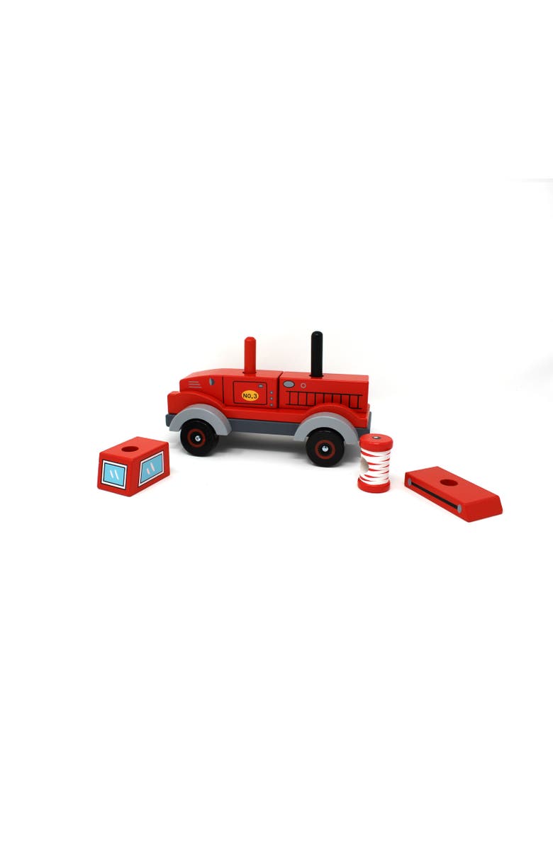 Jack Rabbit Creations Firetruck Stack & Play Puzzle Toy, 3D, Plastic, Kids, Alternate, color, Multicolored