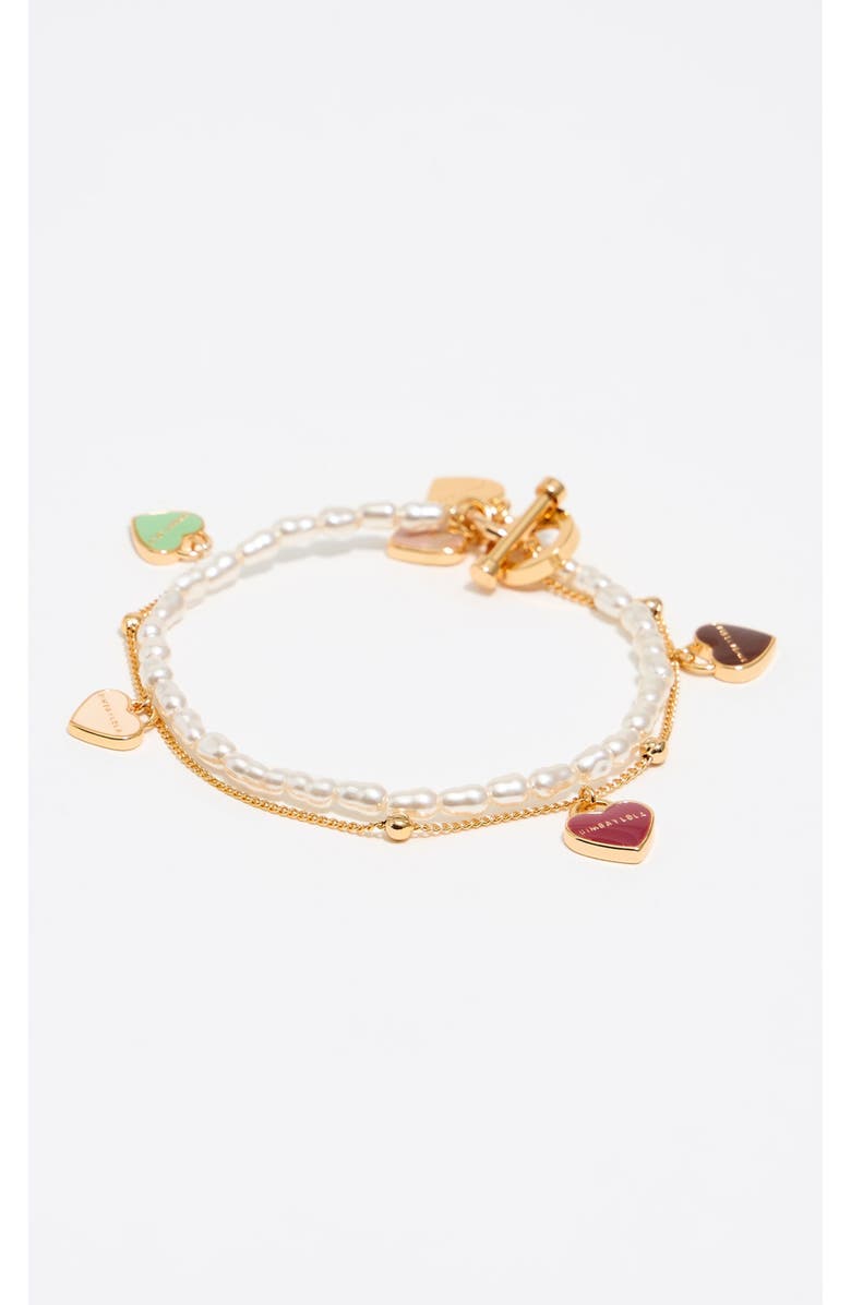 Bimba y Lola Chain Heart Logo Double-Layer Bracelet, Main, color, Gold