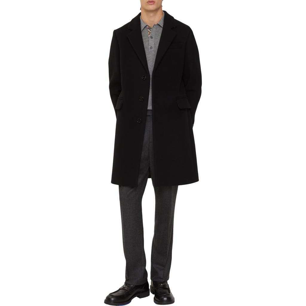Burberry Wool Tailored Coat In Black