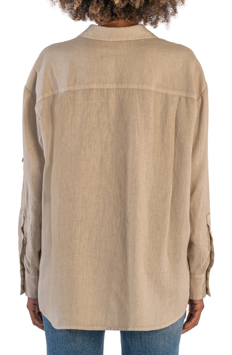 KUT from the Kloth Milani Roll Sleeve Linen Button-Up Shirt, Alternate, color,