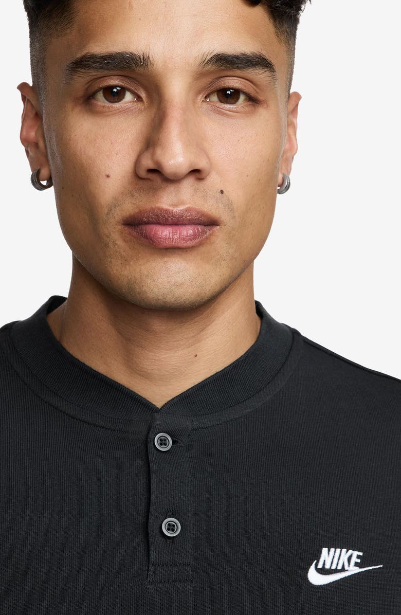 Nike Club Short Sleeve Cotton Henley, Alternate, color, Black/ White