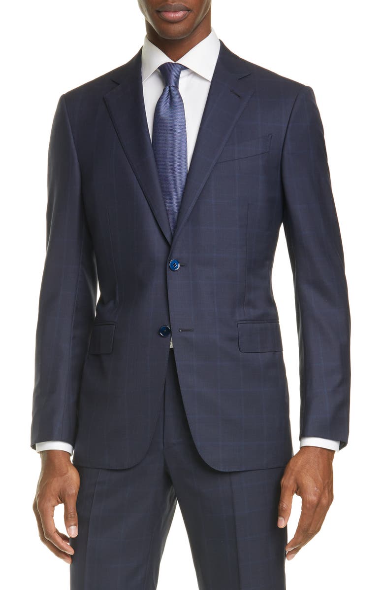 ZEGNA Ermenegildo Zegna Milano Trofeo Classic Fit Windowpane Wool & Silk Suit, Alternate, color, 