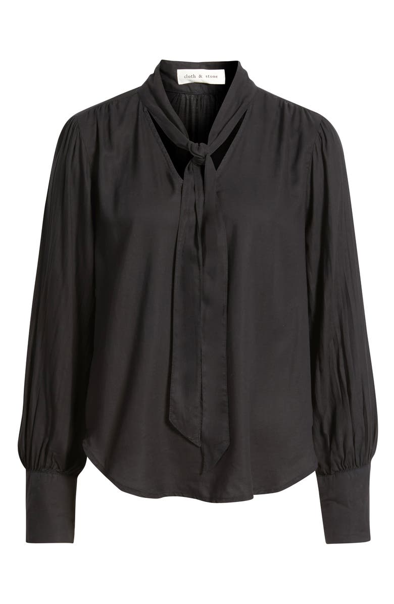 Cloth & Stone Tie Neck Top, Main, color, Black