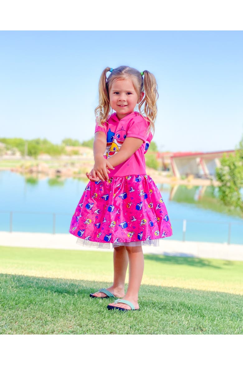 Baby Shark Hooded Tutu Dress, Alternate, color, Mommy Shark Pink