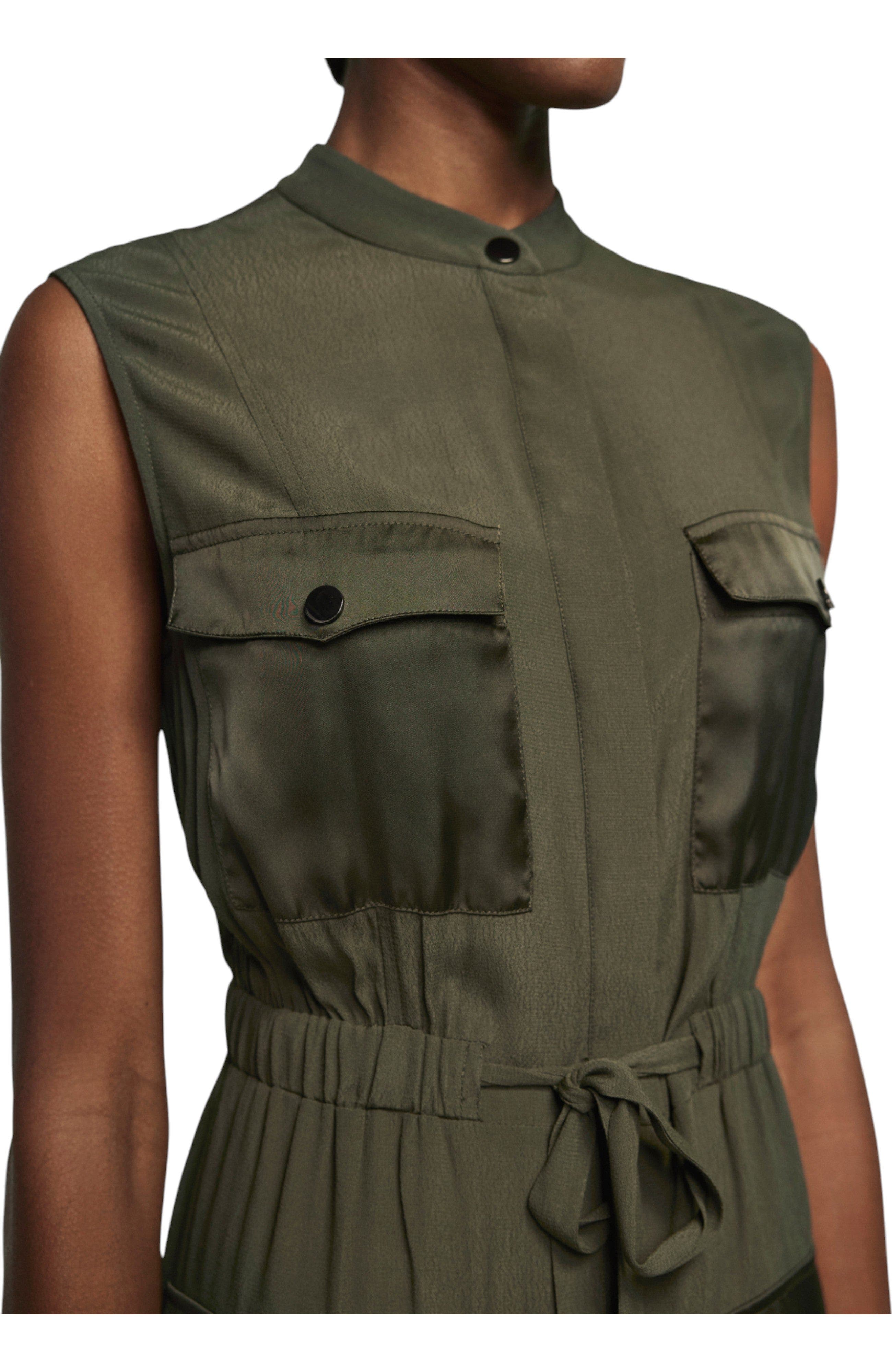Satin Mix Utility Shirt Dress - image 2