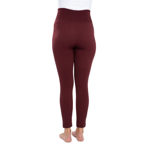 Muk Luks Fleece Lined Leggings In Burgundy