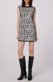 DVF Aviva Logo Print Reversible Knit Minidress