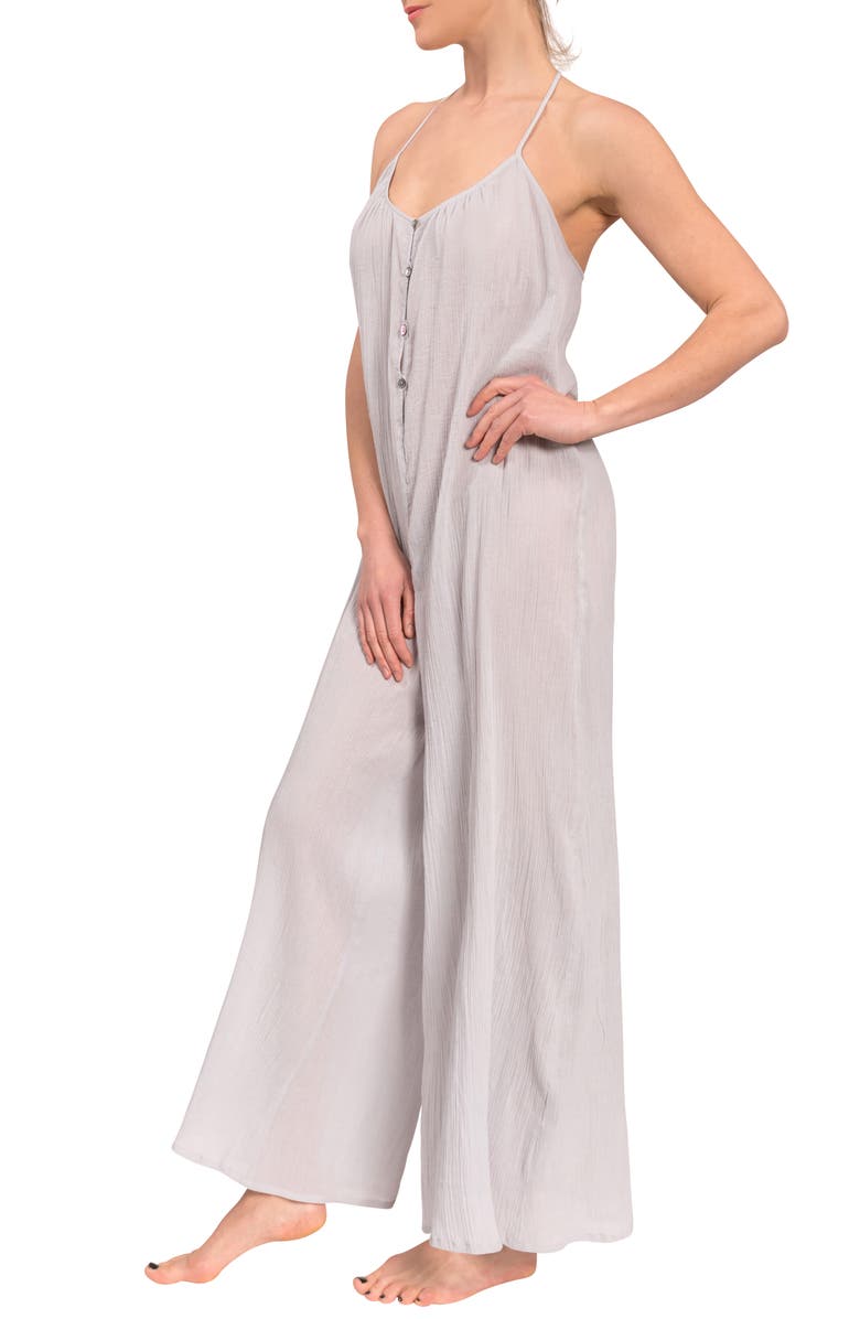 Everyday Ritual Kaitlyn Wide Leg Sleep Jumpsuit, Alternate, color, Mist
