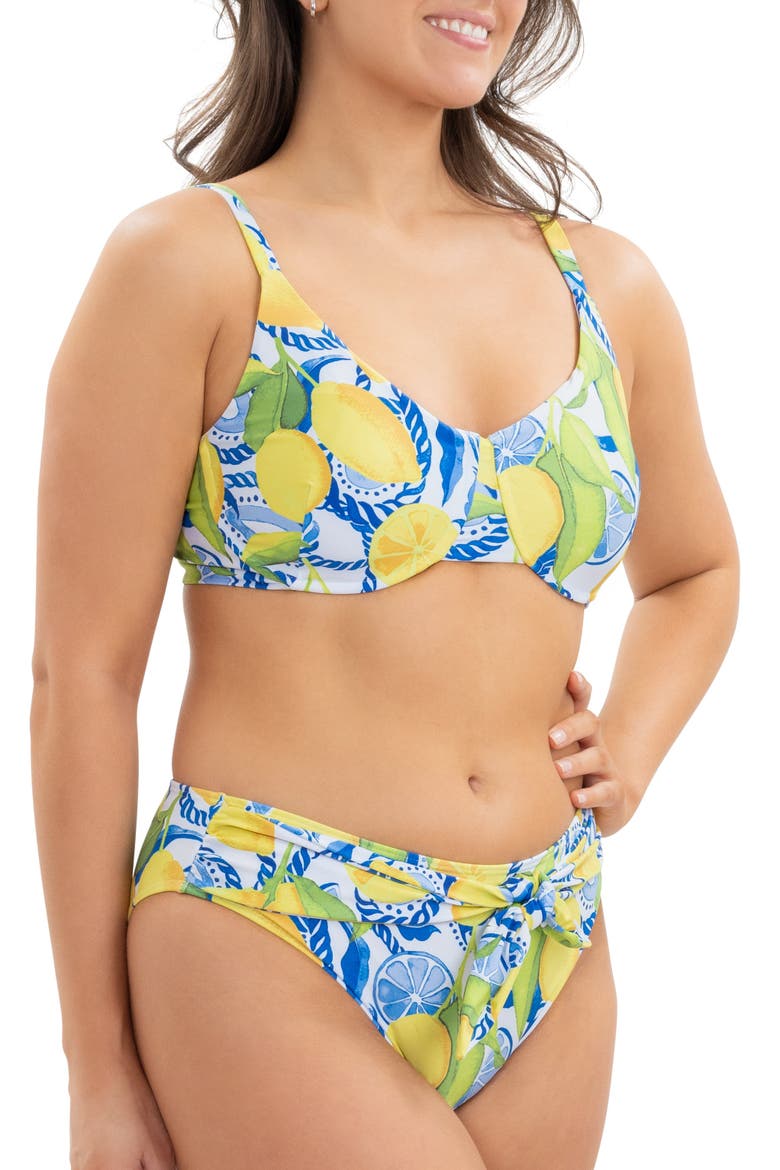 The Positano - Lemon Print Underwire Bikini Top, Alternate, color, White