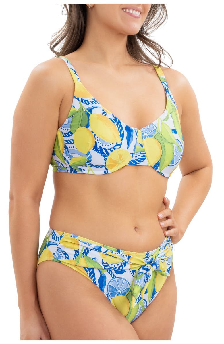 Kenny Flowers The Positano - Lemon Print Underwire Bikini Top, Alternate, color, White