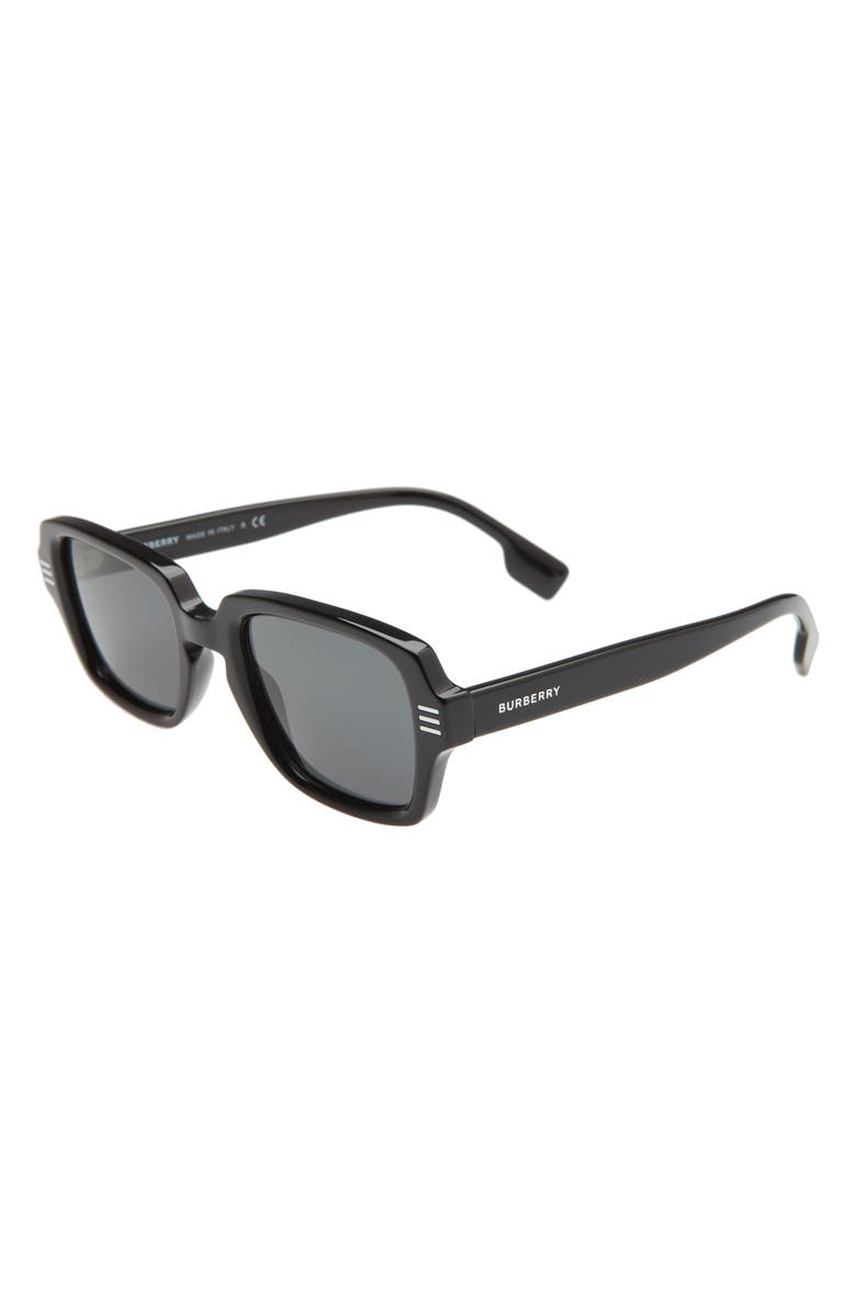 Burberry 51mm Rectangular Sunglasses, Alternate, color, Black