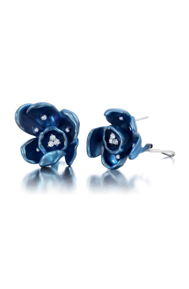 Graziela Blue Titanium Orchid Earrings, Main, color, Blue