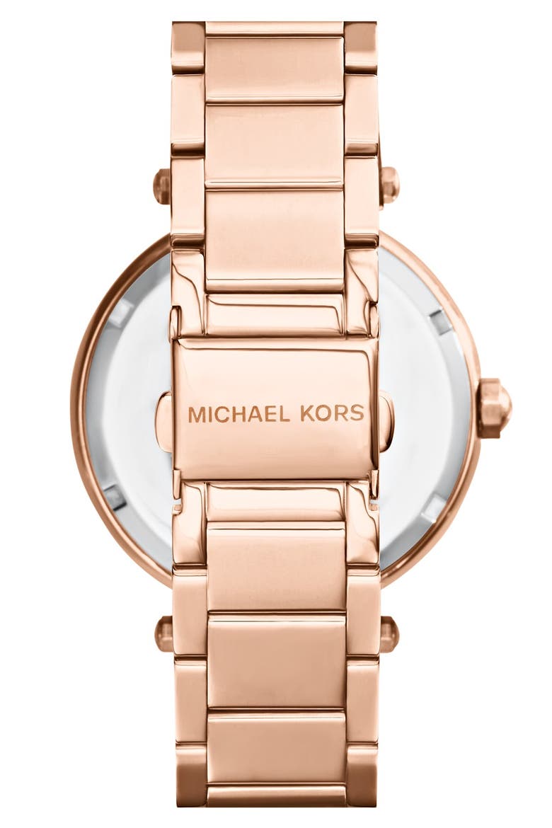Michael Kors Parker Logo Dial Bracelet Watch, 39mm, Alternate, color, ROSE GOLD