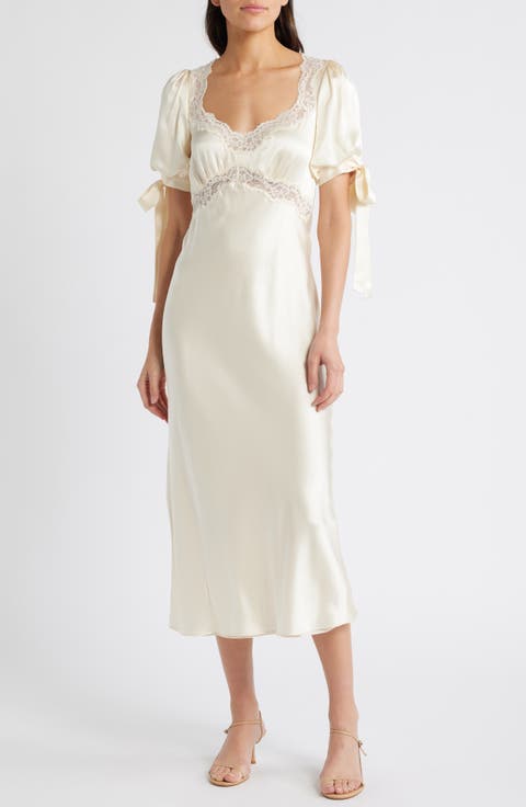 x Kacey Musgraves Stella Lace Trim Silk Midi Dress
