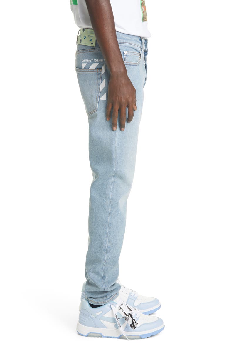 Logo Slim Fit Jeans, Alternate, color, BLEACH WHITE