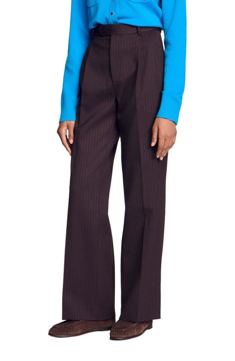 Striped straight-leg trousers