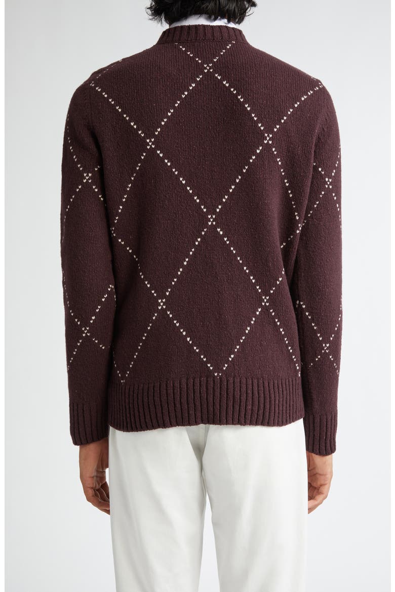 Argyle Wool Crewneck Sweater, Alternate, color, BAROLO SAND