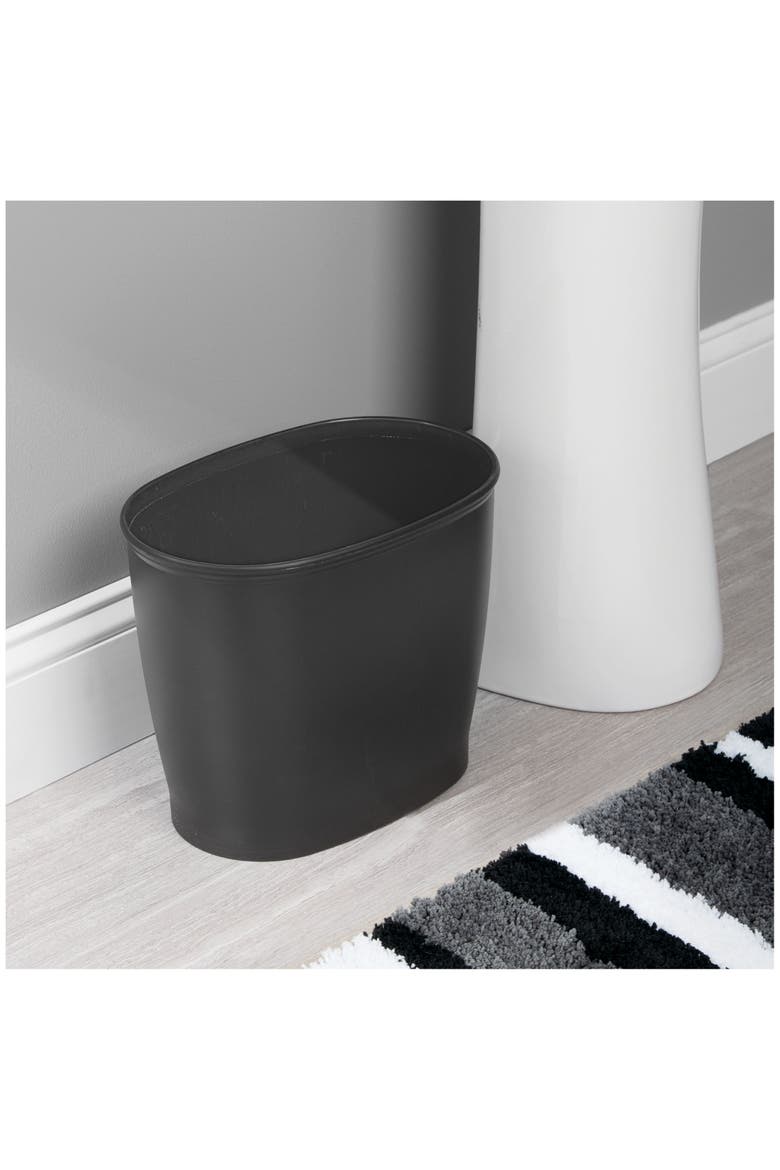 Oval 2.1 Gallon / 8 Liter Plastic Trash Can, 2-Pack, Black, Made in USA, Alternate, color, Matte Black