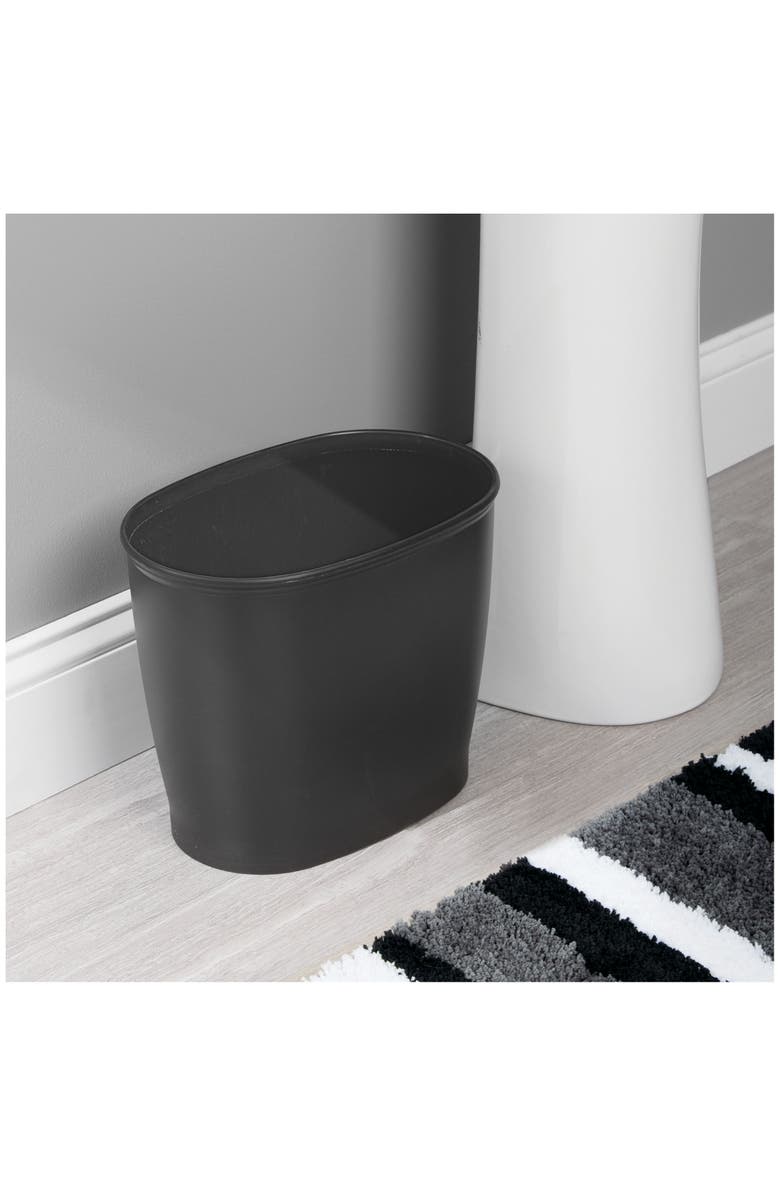 iDesign Oval 2.1 Gallon / 8 Liter Plastic Trash Can, 2-Pack, Black, Made in USA, Alternate, color, Matte Black