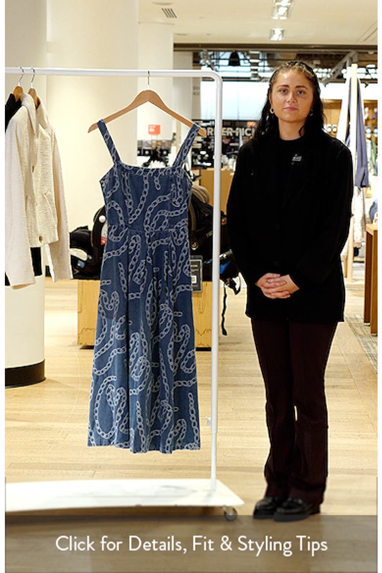 Chain Print Cotton Blend Denim Sundress video