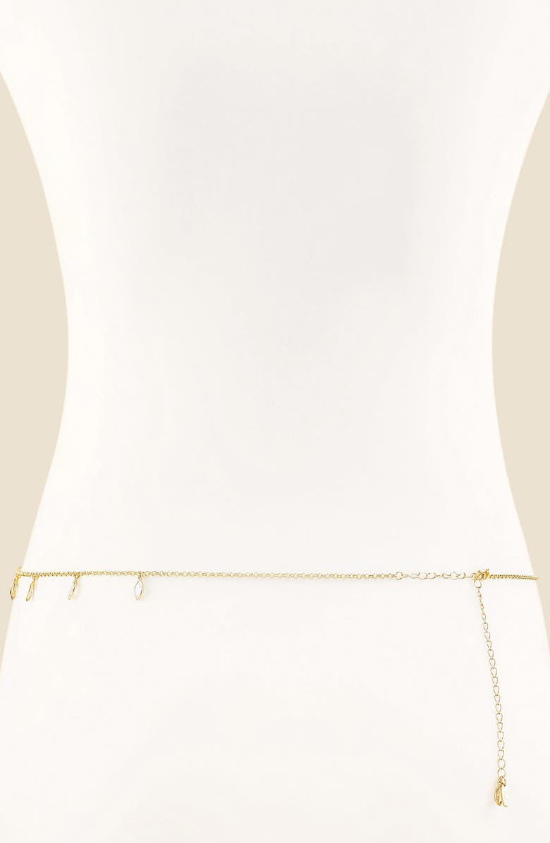 Ettika Crystal Charm Belly Chain, Alternate, color, Gold