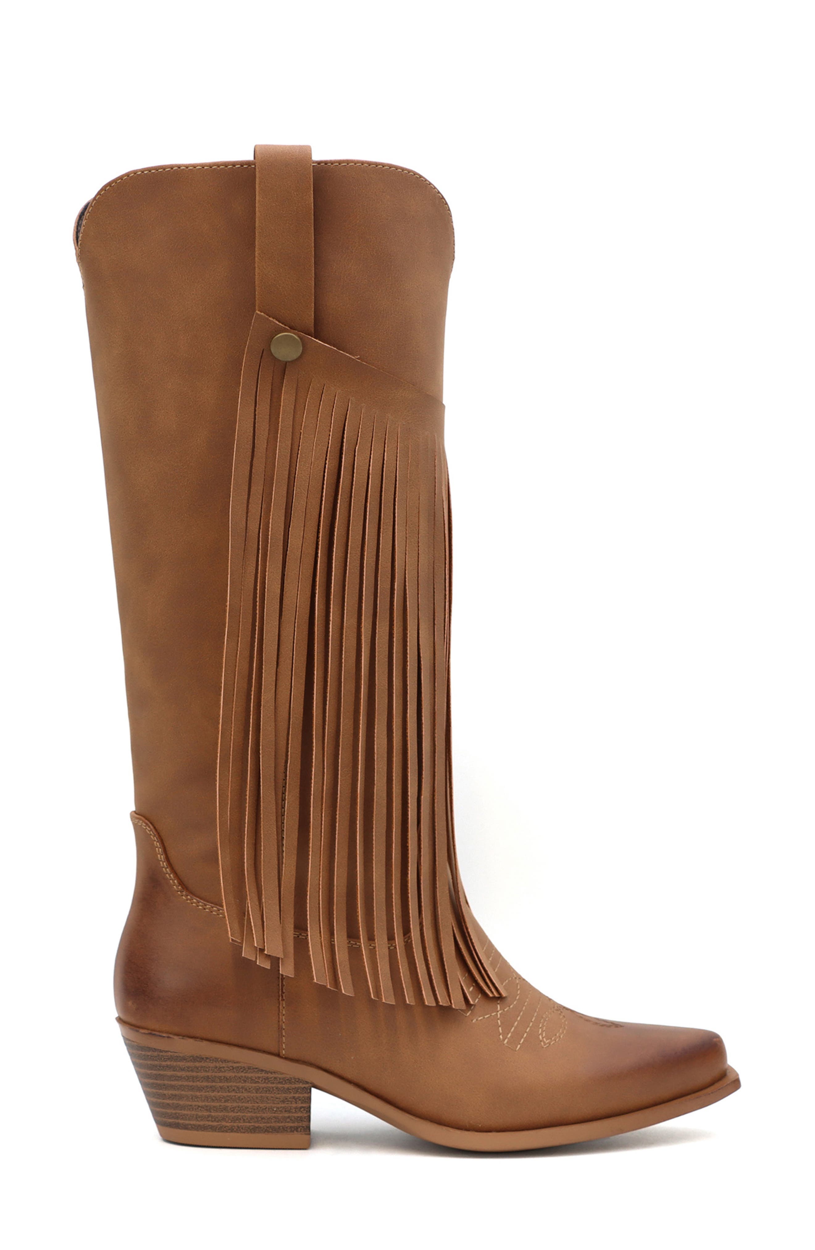 Avery Fringe Western Boot, Alternate, color, BEIGE