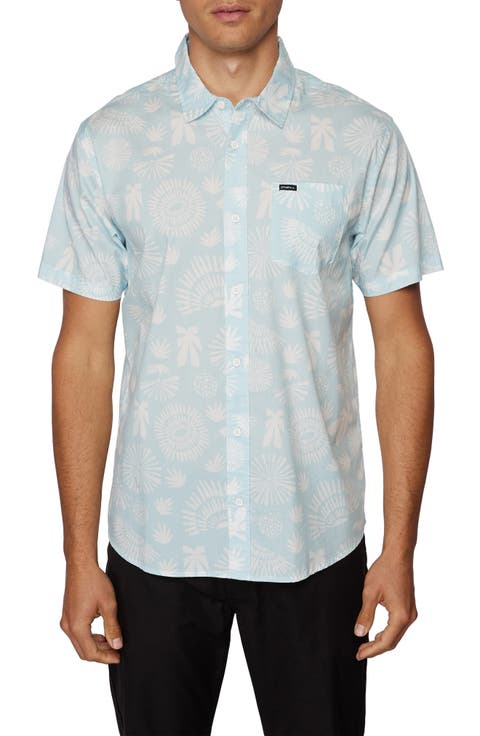 Cosmos Short Sleeve Stretch Cotton Button-Up Shirt