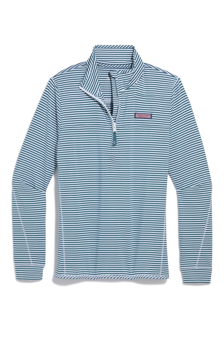 Microstripe Sankaty Half Zip Shep Shirt, Alternate, color, WHITE/ LODEN STRIPE