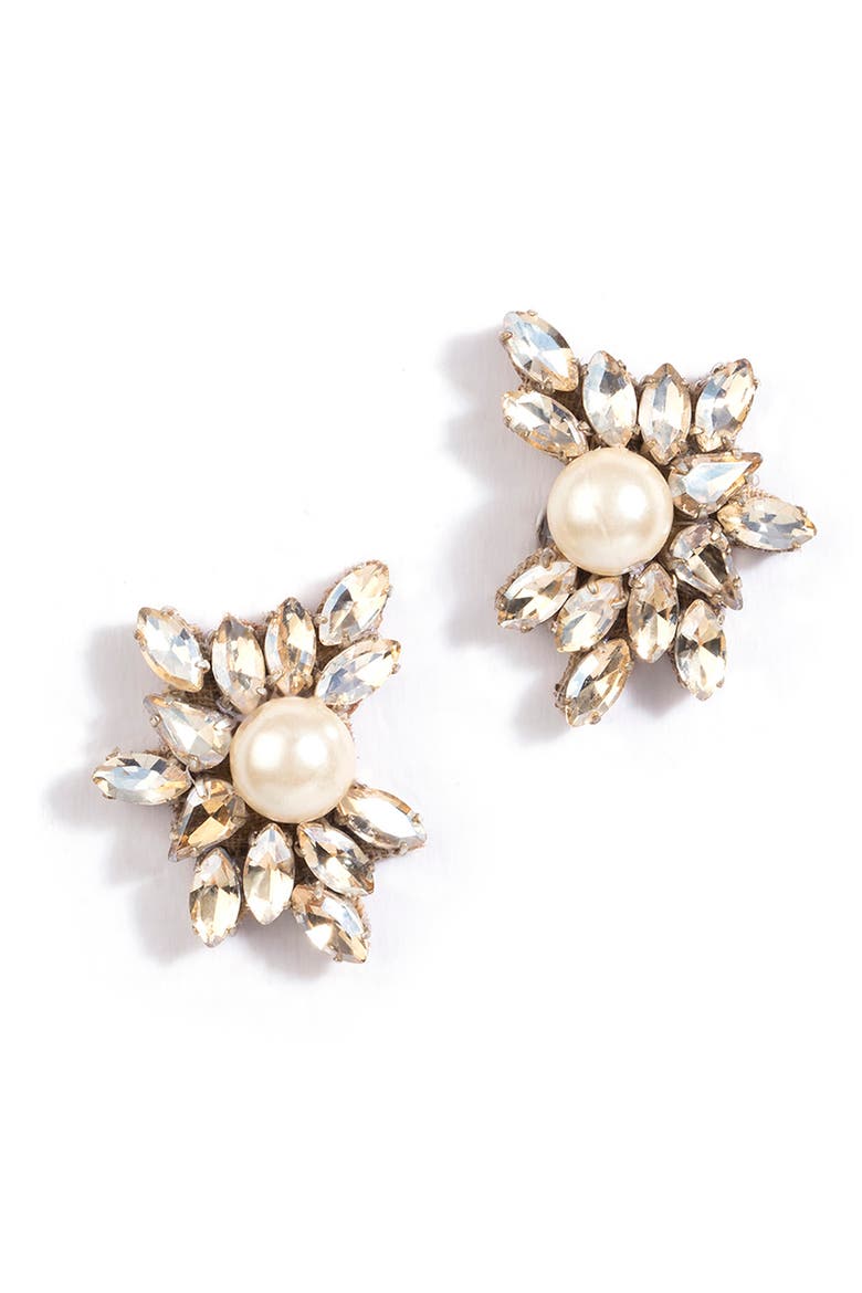 Sahana Imitation Pearl Stud Earrings, Main, color, GOLD