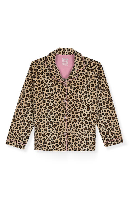 Sleep On It Kids' Leopard Spot Two-piece Long Pajamas & Eye Mask Set In Animal Print