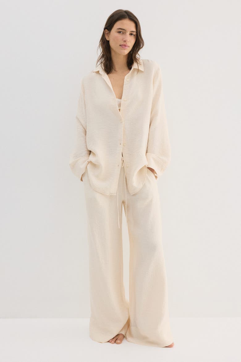 Crinkled Viscose-blend Shirt, Alternate, color, Light beige