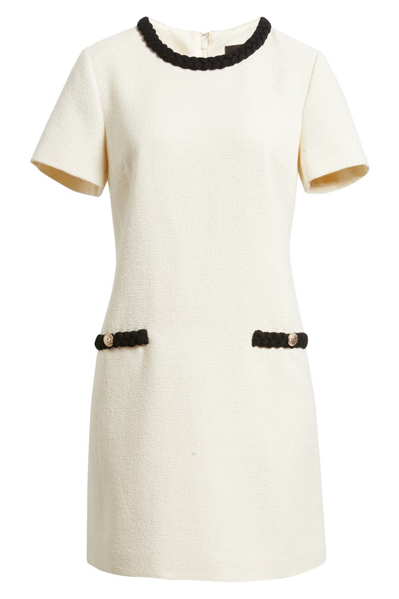 Short Sleeve Tweed Minidress, Alternate, color, WHITE WINTER