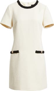 CeCe Short Sleeve Tweed Minidress