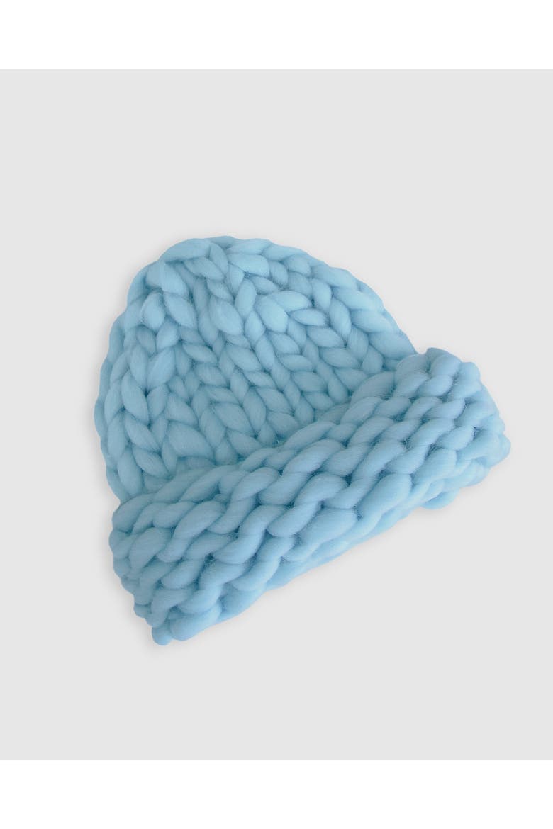 Snowflake Hand Knitted Beanie, Alternate, color, Sky Blue