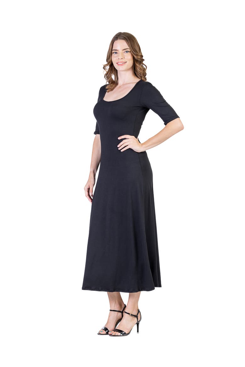 Womens Casual Maxi Dress With Sleeves, Alternate, color, Black